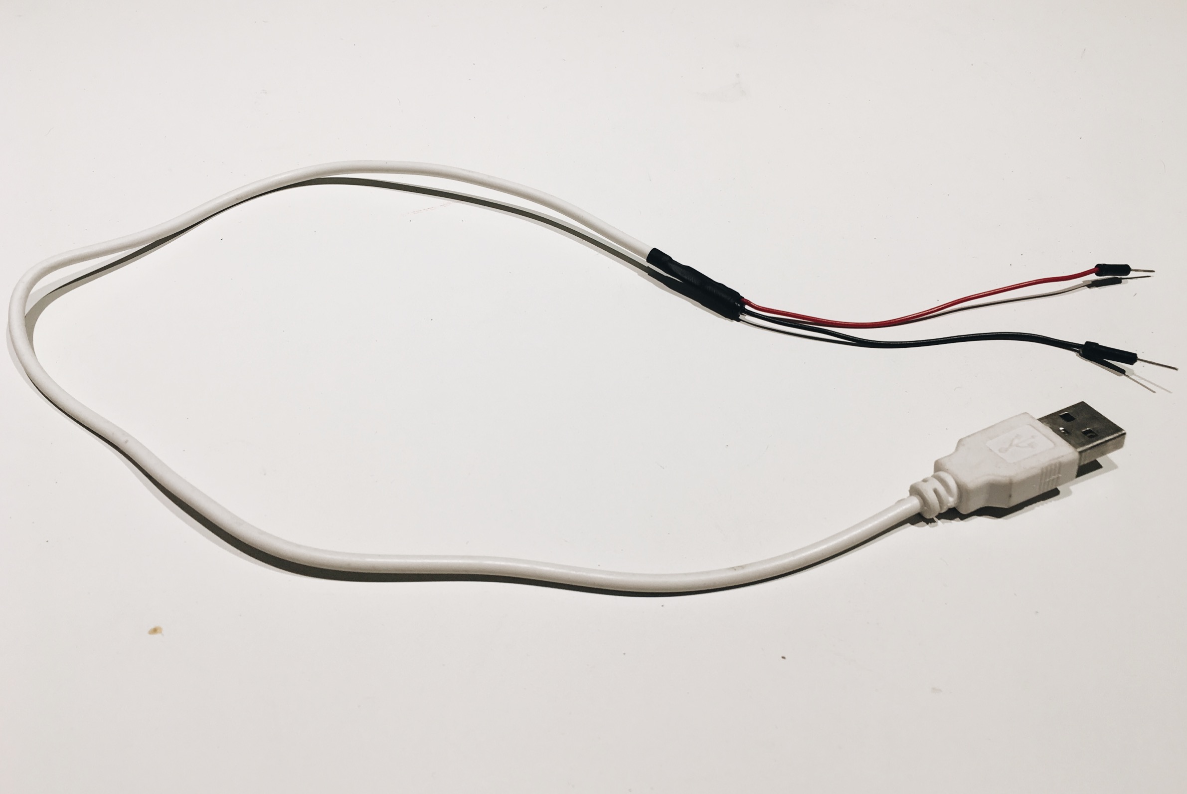 USB cable with stripped wires